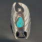 Vintage Sterling Silver Eagle Ring with Turquoise Size 7 by Devine & Co — band detail