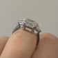 Platinum Three-Stone Ring 4.10ct Emerald Cut Natural Diamond GIA with Trillions by Devine & Co — profile view