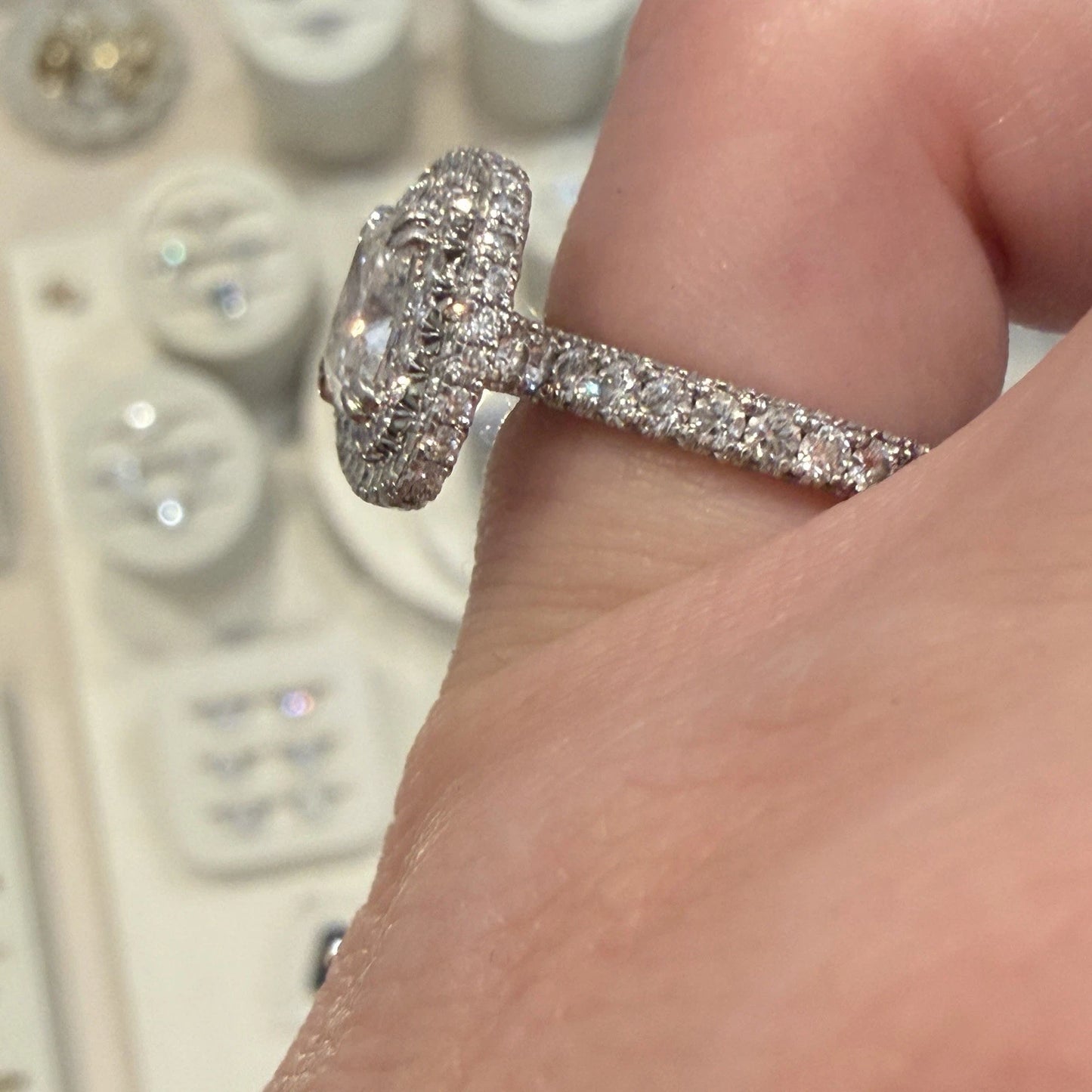 GIA Certified 1.90ct Natural Cushion Cut Diamond Double Halo Engagement Ring Plt