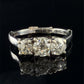 14K White Gold 3 Old European Cut Natural Diamond Ring Arthritic Shank Estate