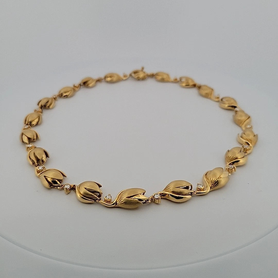 Na Hoku 18K Yellow Gold Pikake Diamond Necklace, Bracelet & Earrings Set 117.8gr by Devine & Co — back view