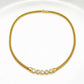14K Yellow Gold Natural Diamond Bezel Necklace Woven Mesh Chain 18"