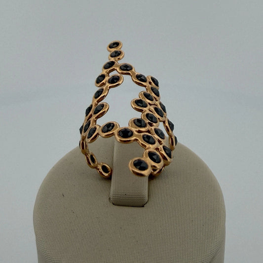 LITO DNA Ring 18K Gold Black Rose Cut Diamond Ring Approx 1.50CT Size 5.5
