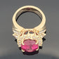 Natural Oval Rubellite Tourmaline Ring 6.90ct & 2CTW Diamonds 14K Yellow Sz 6.5 by Devine & Co — profile view