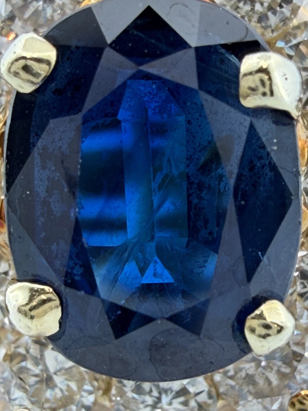 Estate 14K Yellow Gold Natural Sapphire & Diamond Ballerina Ring by Devine & Co — profile view