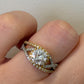 14K Two-Tone Diamond Engagement Ring Round 1.52ct GVS2 EGL Halo Bypass Setting by Devine & Co — back view