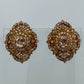 Natural Rose Cut and Round Brilliant Diamond Earrings 14K Yellow Gold Vintage 2CTW, detail view