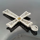 Vintage 18K Two-Tone Gold Natural Emerald Filigree Cross Pendant Italy Large