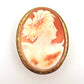 Large Hand-Carved Shell Cameo Brooch Pendant 14K Yellow Gold Estate