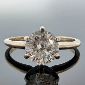 14K Gold Natural 1.27CT Round Brilliant Diamond Solitaire Ring I2, G-H Size 7.25