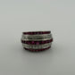 14K White Gold Ruby & Diamond Wide Band Ring Natural Square Rubies Size 7 by Devine & Co — back view