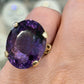 Vintage 14K Yellow Gold Large Oval Amethyst Cocktail Ring ~50ct, 17.7g