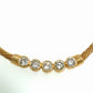 14K Yellow Gold Natural Diamond Bezel Necklace Woven Mesh Chain 18"