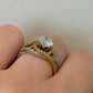 14K Two-Tone Diamond Engagement Ring Round 1.52ct GVS2 EGL Halo Bypass Setting by Devine & Co — front view