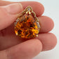 16.76ct Pear Citrine & Diamond Slide Pendant 14K Yellow Gold Estate