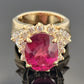 Natural Oval Rubellite Tourmaline Ring 6.90ct & 2CTW Diamonds 14K Yellow Sz 6.5 by Devine & Co — back view