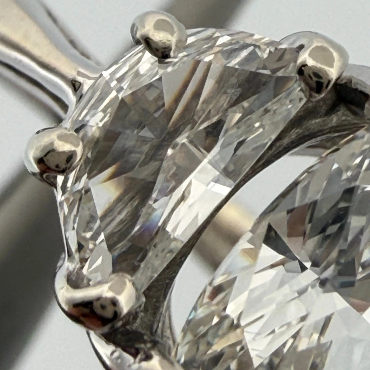Natural 1.55ct GIA Elongated Oval Diamond Three-Stone Ring 14KW G SI1 Half Moon