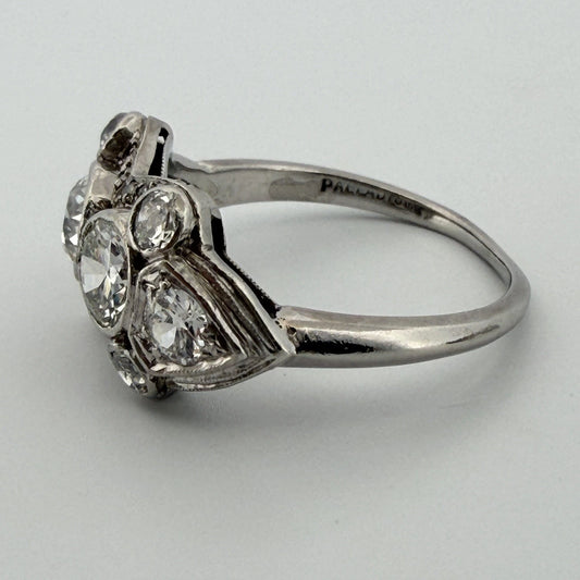 Antique Palladium Diamond Bridal Set OEC Transitional Cut Ring Size 8 1.90CTW