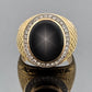 Men's 14K Yellow Gold Natural Black Star Sapphire Diamond Ring Size 12.5, 16.5g