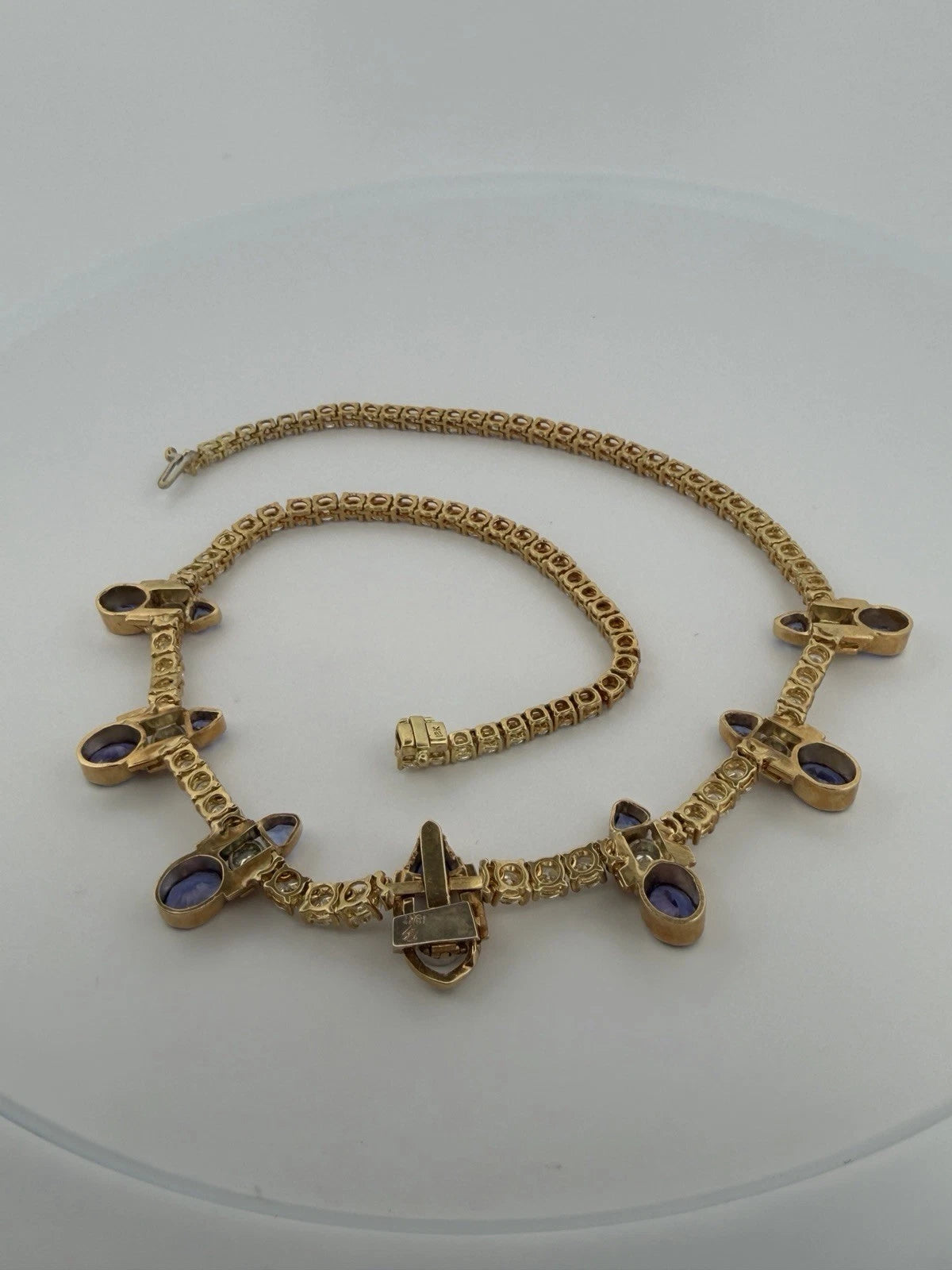 Custom Michael Sherman 18K Gold Natural Tanzanite and Diamond Necklace