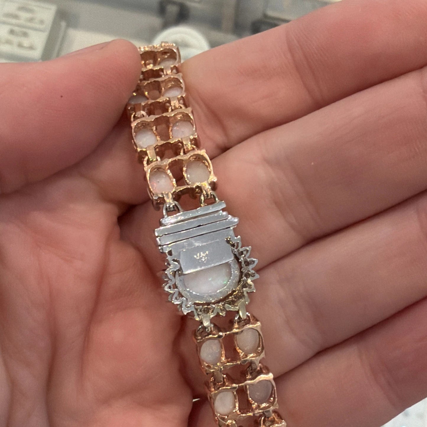 14K Rose & White Gold Opal Diamond Necklace 37.50CTW 55.98g NWT