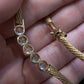 14K Yellow Gold Natural Diamond Bezel Necklace Woven Mesh Chain 18"