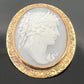 Vintage Hand-Carved Shell Cameo Brooch Pendant 14K Yellow Gold Estate