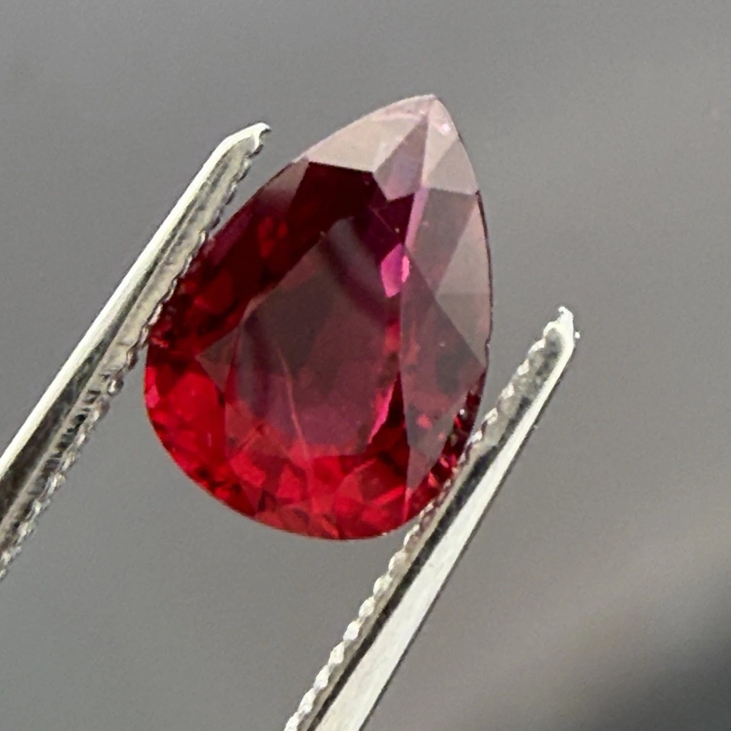 Natural Heated Loose Madagascar Red Ruby 2.26ct GIA Pear Shape, side detail