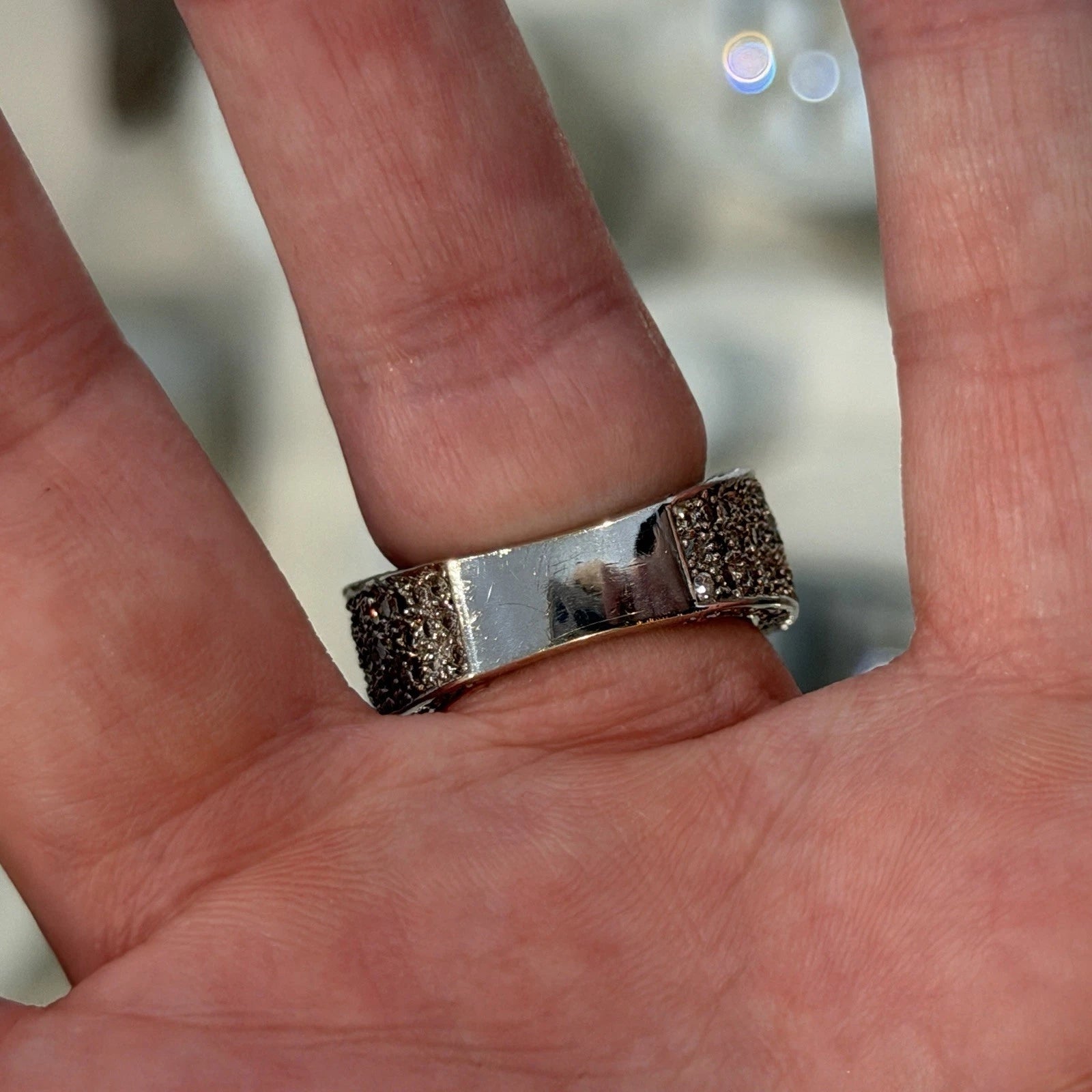 Lab Created Emerald and Diamond Ring 14K White Gold Wide Pavé Mounting 1.50CTW, profile detail