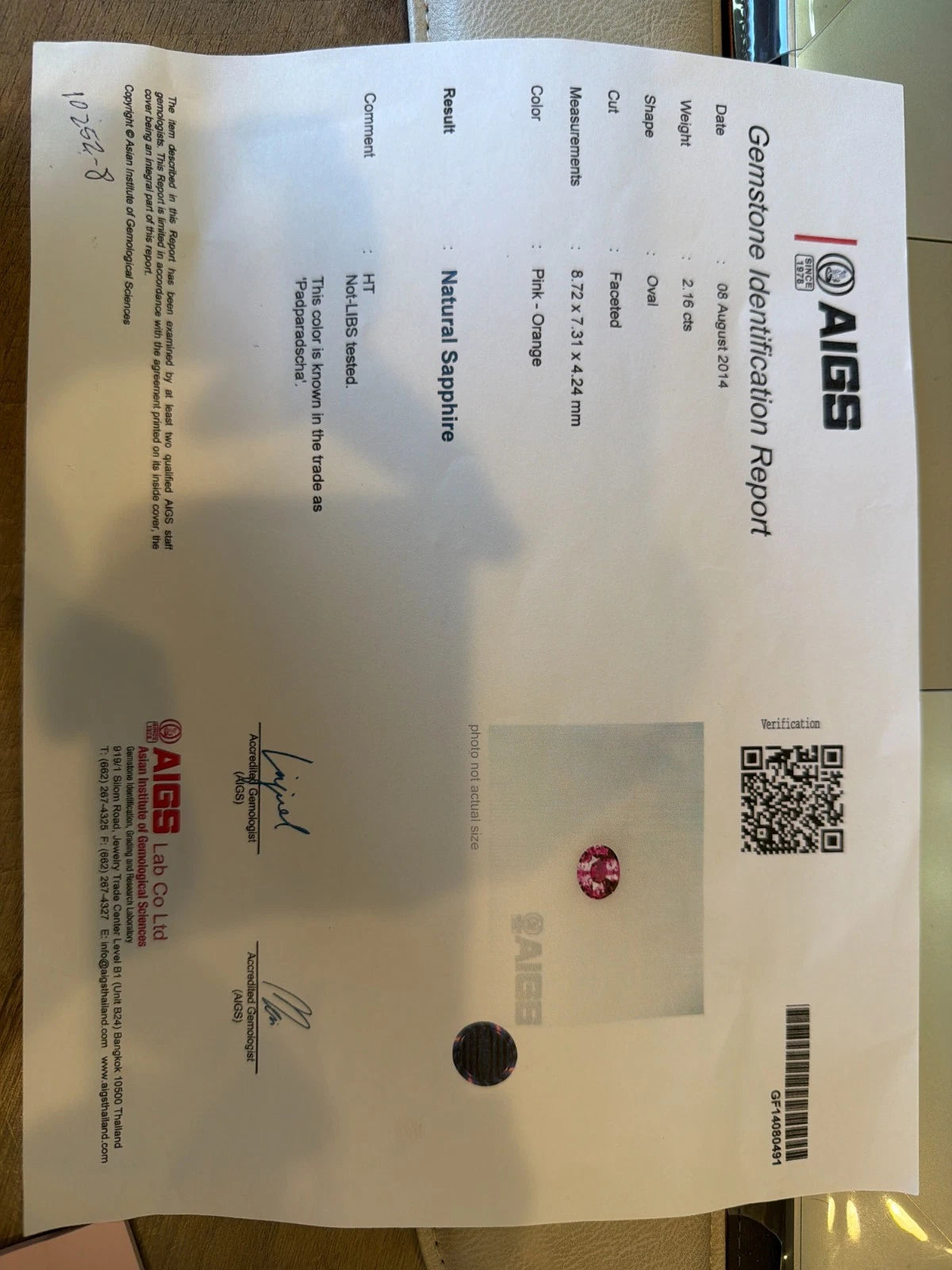 Platinum Natural Padparadscha Sapphire Trillion Diamond Ring 2.16ct .70ctw AIGS by Devine & Co — side view