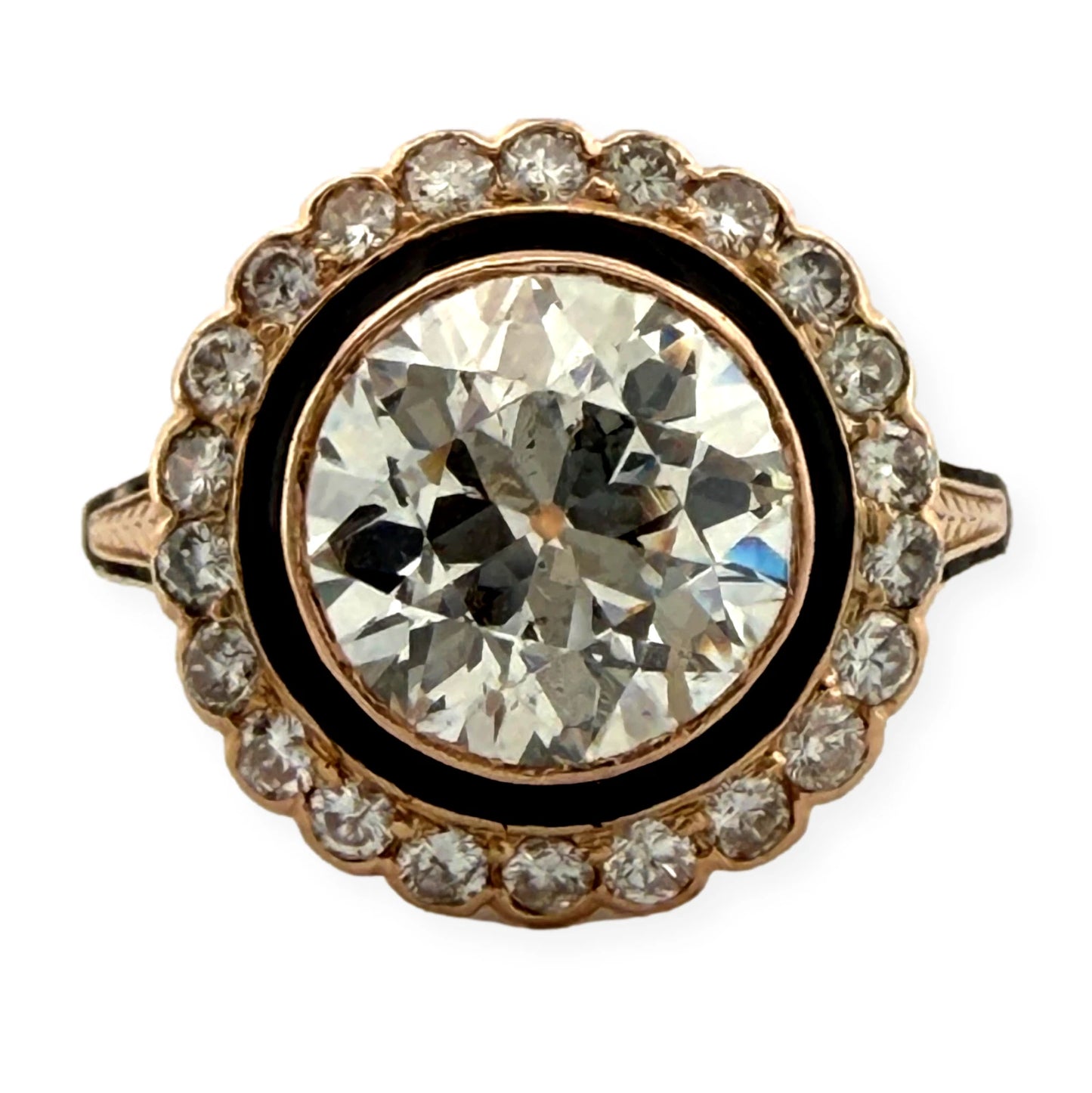 Vintage 3.00ctw Natural Diamond Circular Brilliant Halo Ring GIA Report 14K/15K, main view