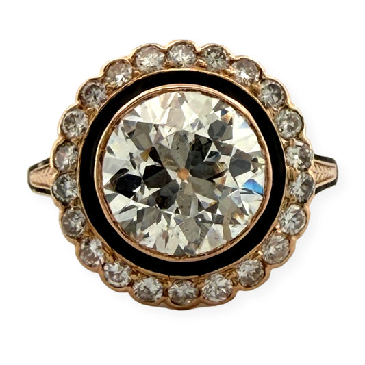 Vintage 3.00ctw Natural Diamond Circular Brilliant Halo Ring GIA Report 14K/15K, main view
