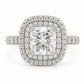 GIA Certified 1.90ct Natural Cushion Cut Diamond Double Halo Engagement Ring Plt