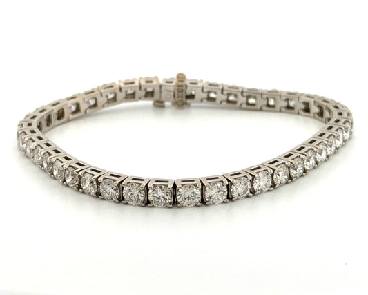 14K White Gold Natural Round Diamond Tennis Bracelet 9.80 ctw 7" G-H VS-SI by Devine & Co