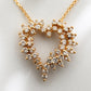 Vintage 14K Yellow Gold Diamond Open Heart Slide Pendant Necklace VS 1CTW 16"