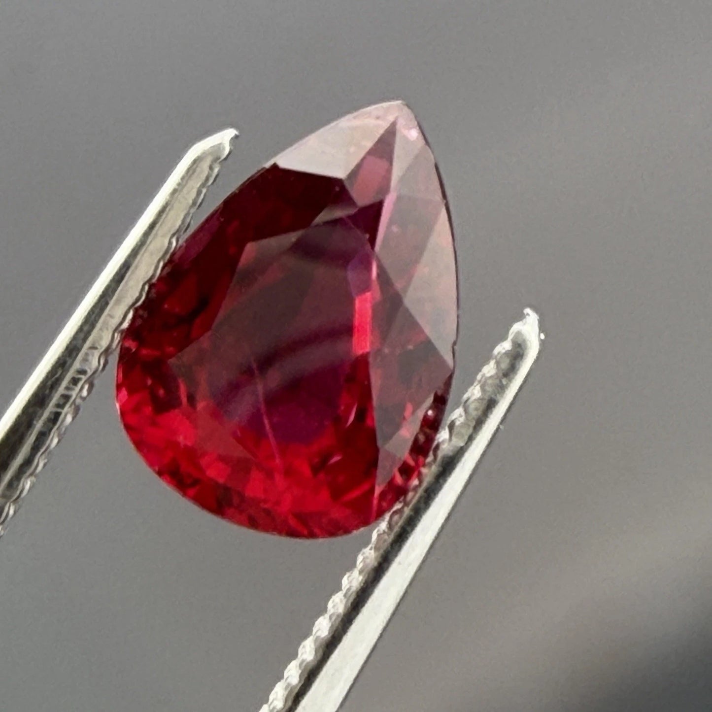 Natural Heated Loose Madagascar Red Ruby 2.26ct GIA Pear Shape, color detail