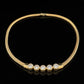 14K Yellow Gold Natural Diamond Bezel Necklace Woven Mesh Chain 18"