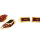 Vintage 14K Yellow Gold Red Enamel Butterfly Motif Ring Slipper Pendant Earrings