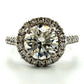 14K White Gold Round Natural Diamond Halo Engagement Ring 1.50 Carat F, SI1 GIA