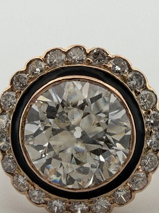 Vintage 3.00ctw Natural Diamond Circular Brilliant Halo Ring GIA Report 14K/15K, alternate view