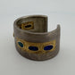 Boulder Opal Inlay Wide Cuff Bracelet 925 Sterling Silver 14K Gold 67g 30mm