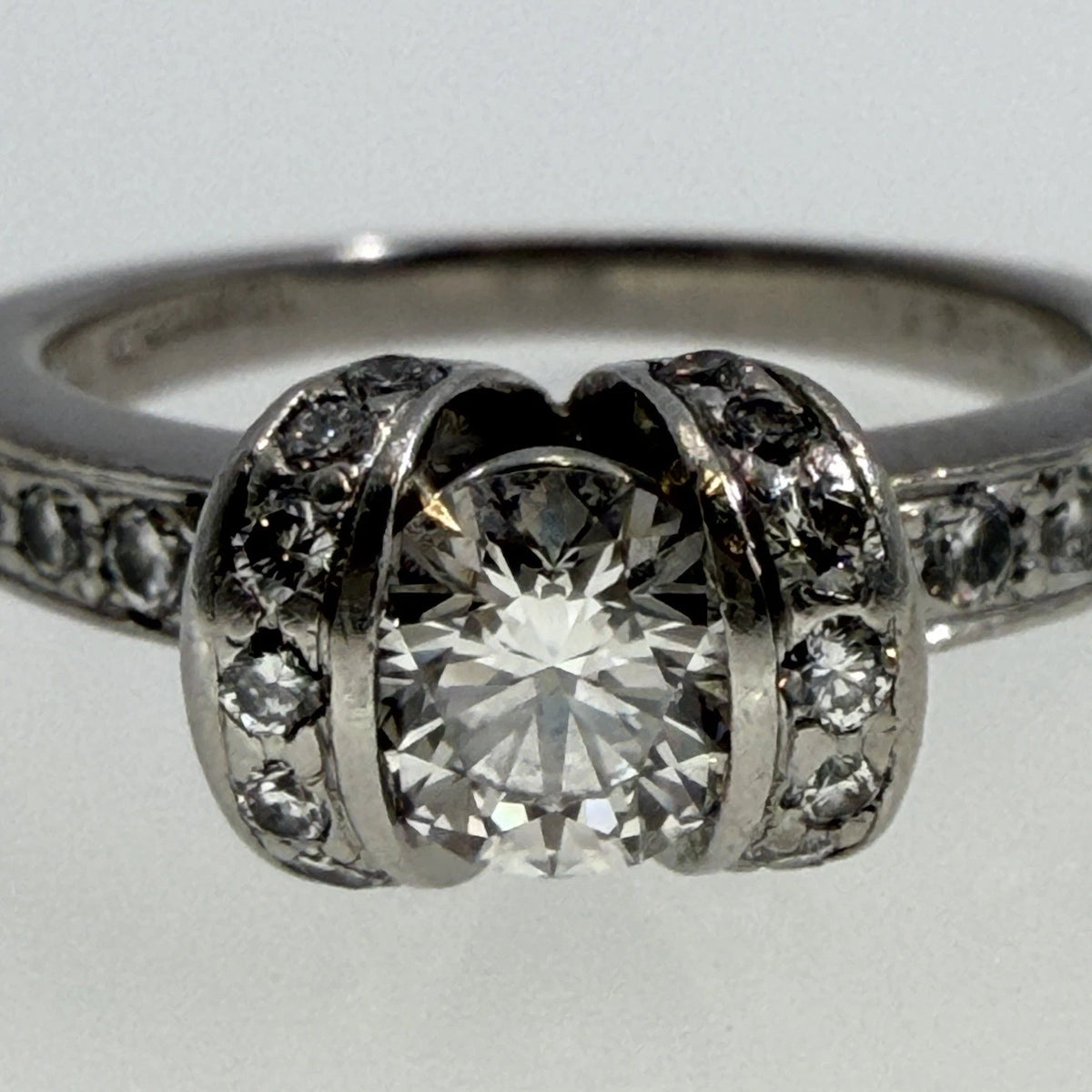 Authentic Tiffany & Co. Platinum Diamond Ribbon Ring 0.41ct F VS1 Size 3.5