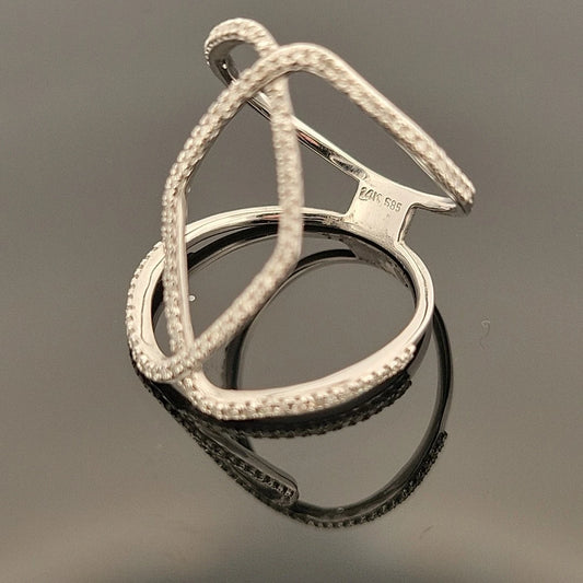 14K White Gold Freeform Open Diamond Ring 0.48CTW Round Brilliant Pave Size 7 by Devine & Co