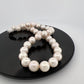 Cultured Pearl Necklace Strand Near Round/Oblong Silver Clasp 17" 11.8-13.4mm