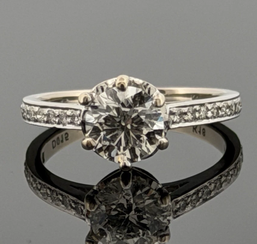 14K White Gold Engagement Ring GIA .96ct Round Natural Diamond SI1 I Size 4.75 by Devine & Co