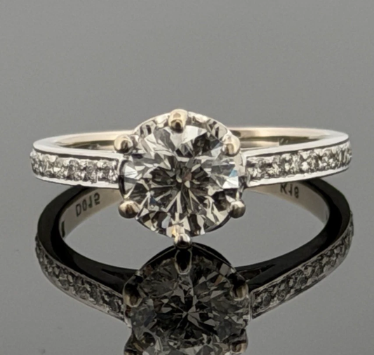 14K White Gold Engagement Ring GIA .96ct Round Natural Diamond SI1 I Size 4.75 by Devine & Co