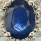 14K White Gold Natural Oval Blue Sapphire Diamond Halo Ring 6.3g Size 6.75