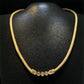 14K Yellow Gold Natural Diamond Bezel Necklace Woven Mesh Chain 18"