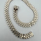 Sterling Silver Yellow Plated Watch Band Link Necklace 12mm Wide 17.5 Inches