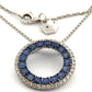 Graziela 18K White Gold Blue Round Sapphire & Diamond Circle Necklace 16" by Devine & Co